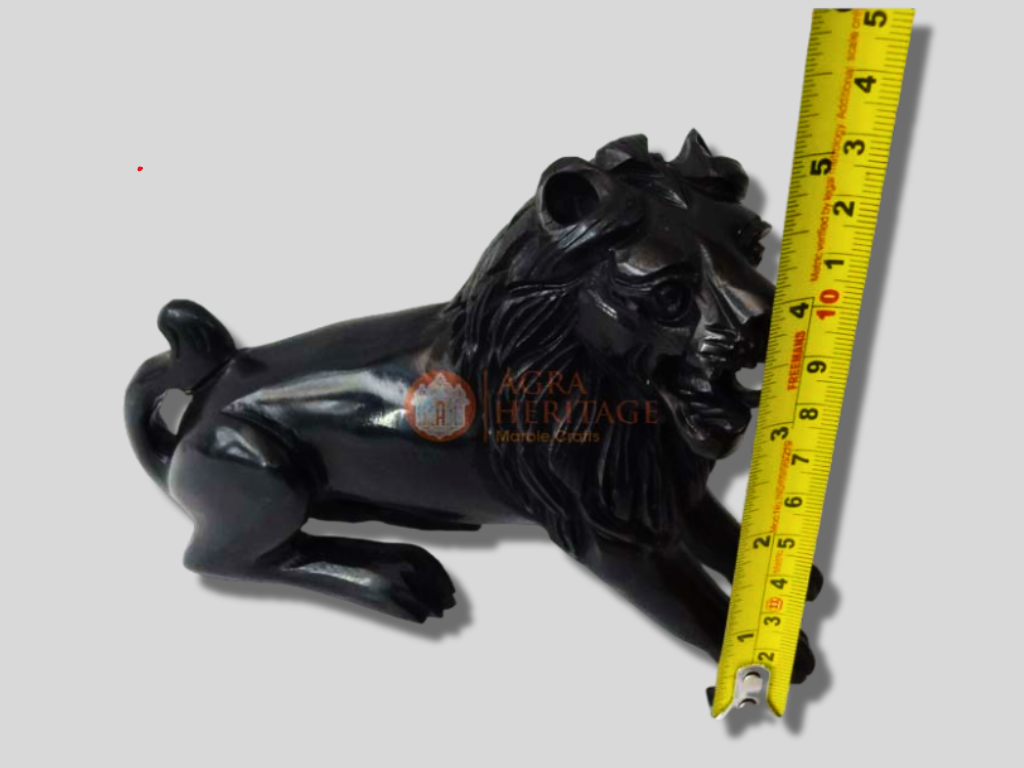 Black Marble Lion Handmade Animal Statue